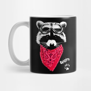 Raccoon Bandito in red scarf and goggles Mug